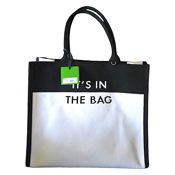 Kate Spade New York x Target Colorblock Black & White Knit Tote Bag – NEW - Picture 4 of 11